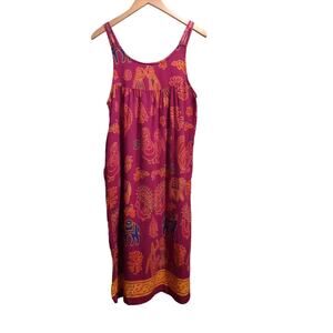 Just Love Women's Size Medium Animal Motif  Magenta Print Cotton Blend Dress
